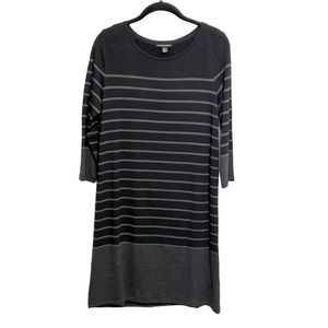 Hilary Radley Long sleeve black and grey stripe dress size medium